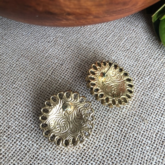 Vintage 1928 Brand Teal Medallion Style Earrings - Picture 7 of 9